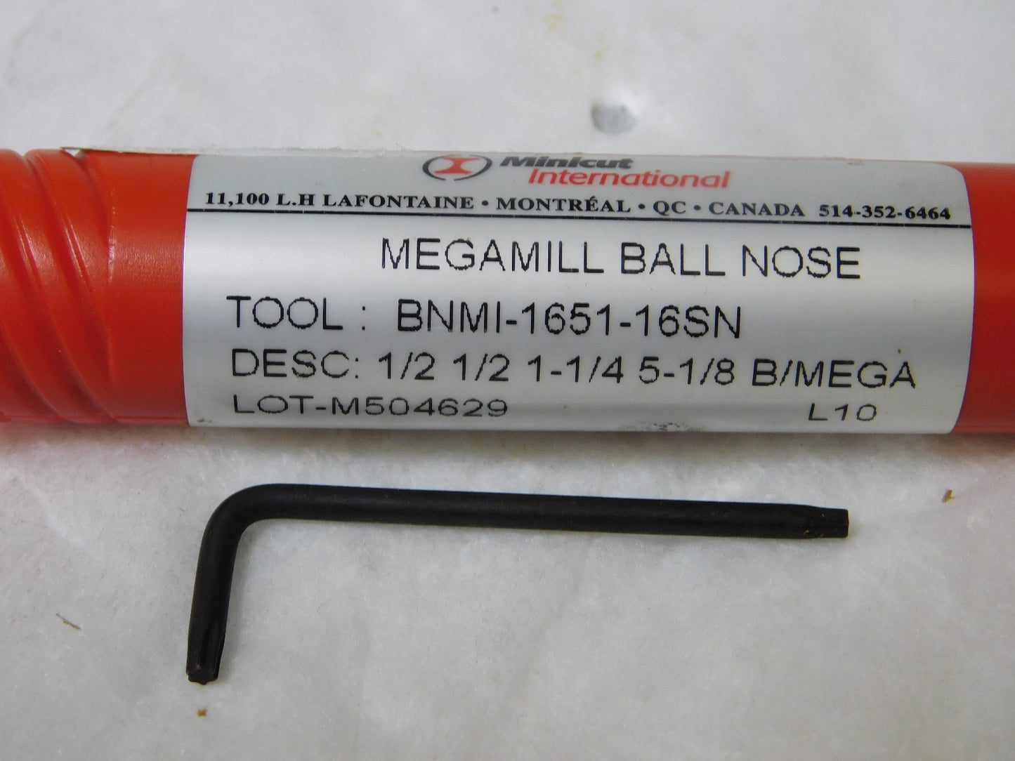 MiniCut International Indexible Ball Nose End Mill 1/2x 5.125L BNMI-1651-16SN