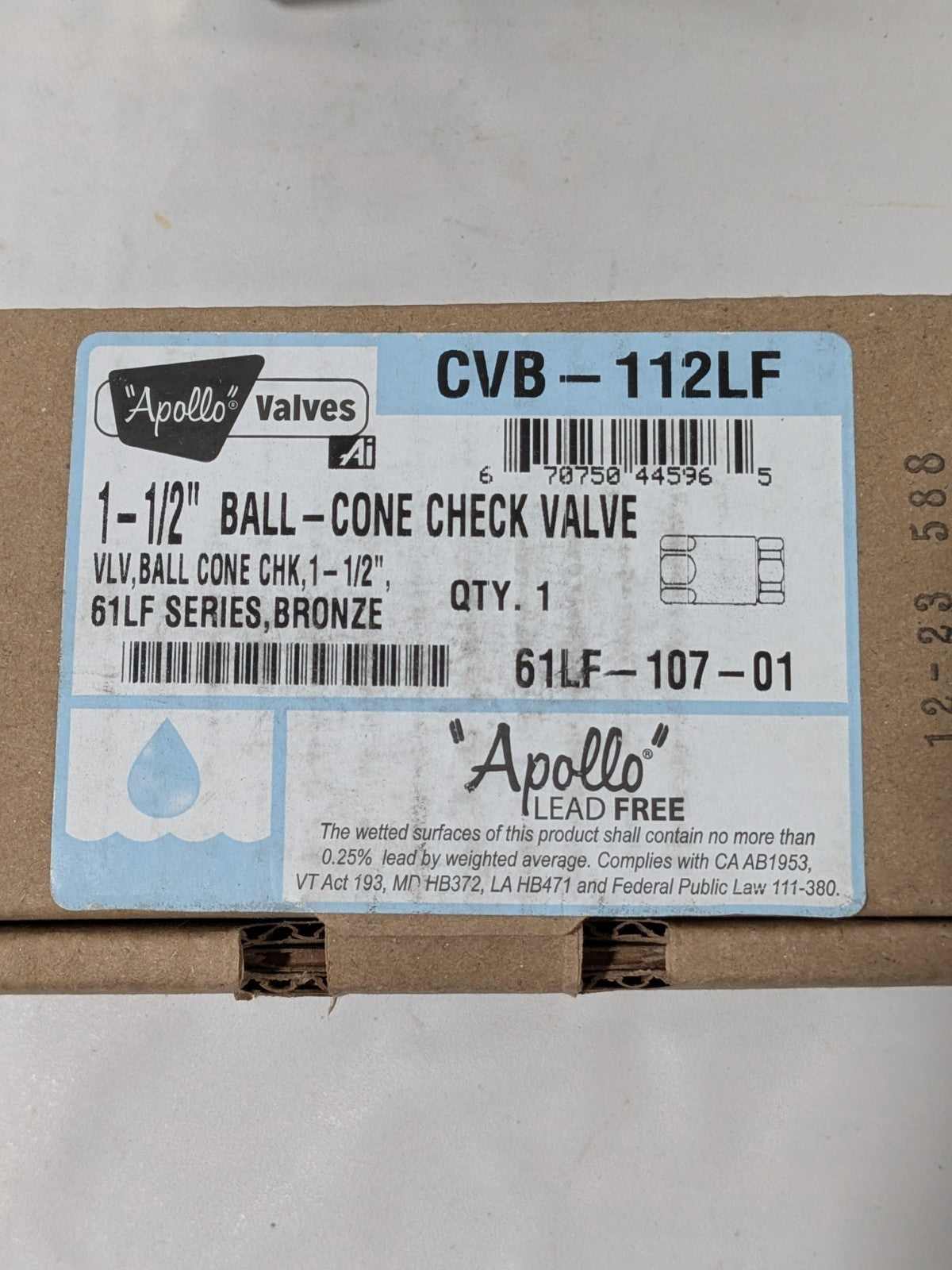Apollo Check Valve: 1-1/2" Pipe FNPT 61LF10701