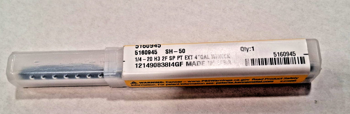 Kennametal Extension Tap 1/4-20 2 FL H3 Oxide Finish HSS Spiral Point 5160945