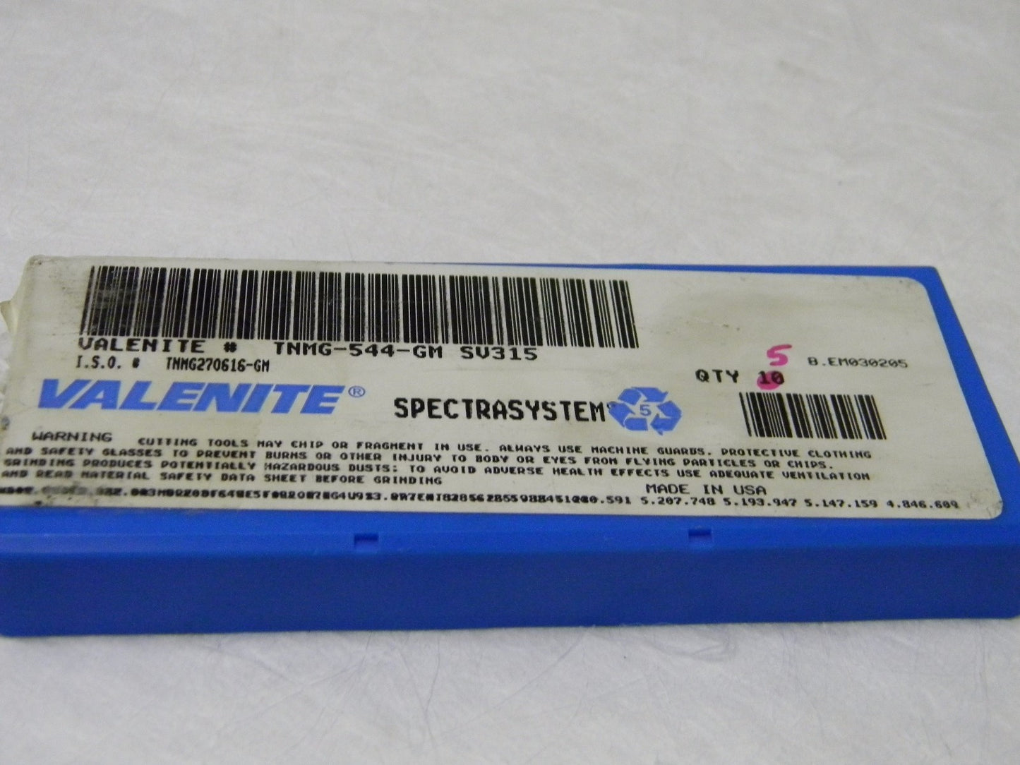 Valenite TNMG544GM Grade SV315 Carbide Inserts Qty 5 62591603