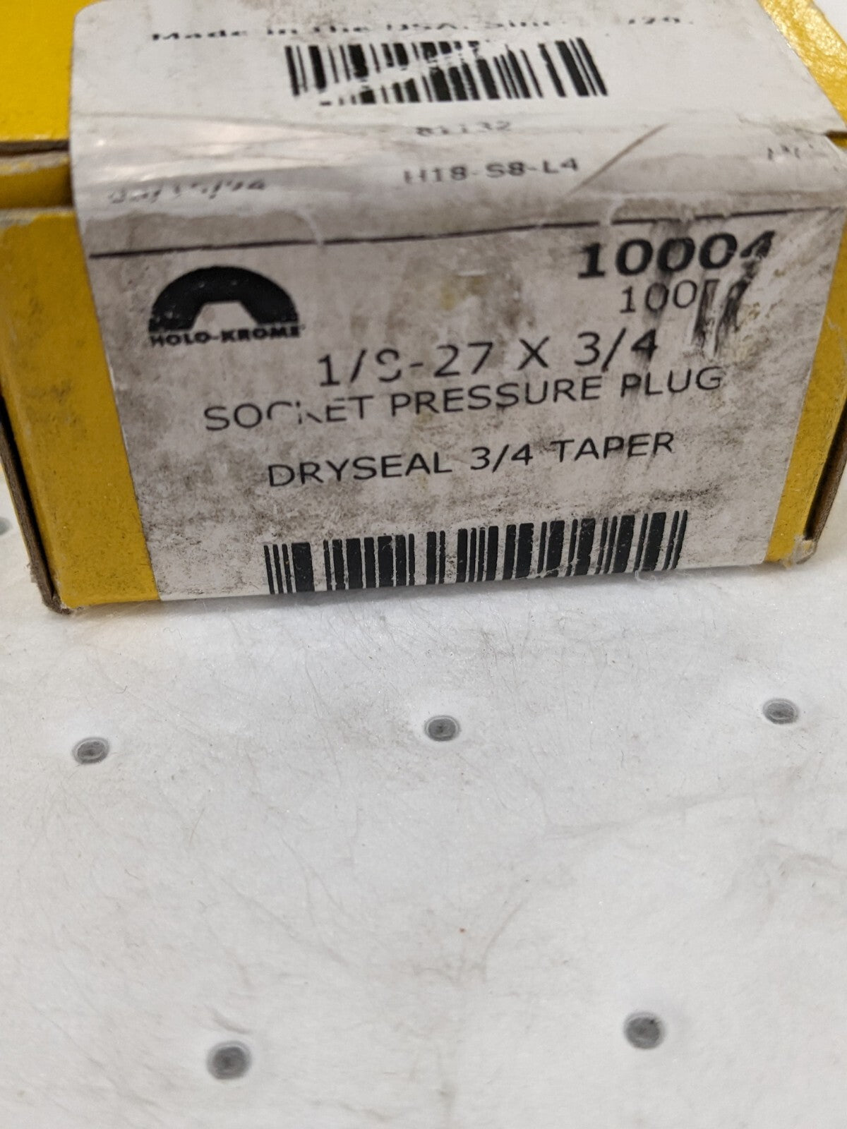 HOLO-KROME 1/8-27, 5/16" OAL, Alloy Steel Socket Pressure Plug Qty 100 10004