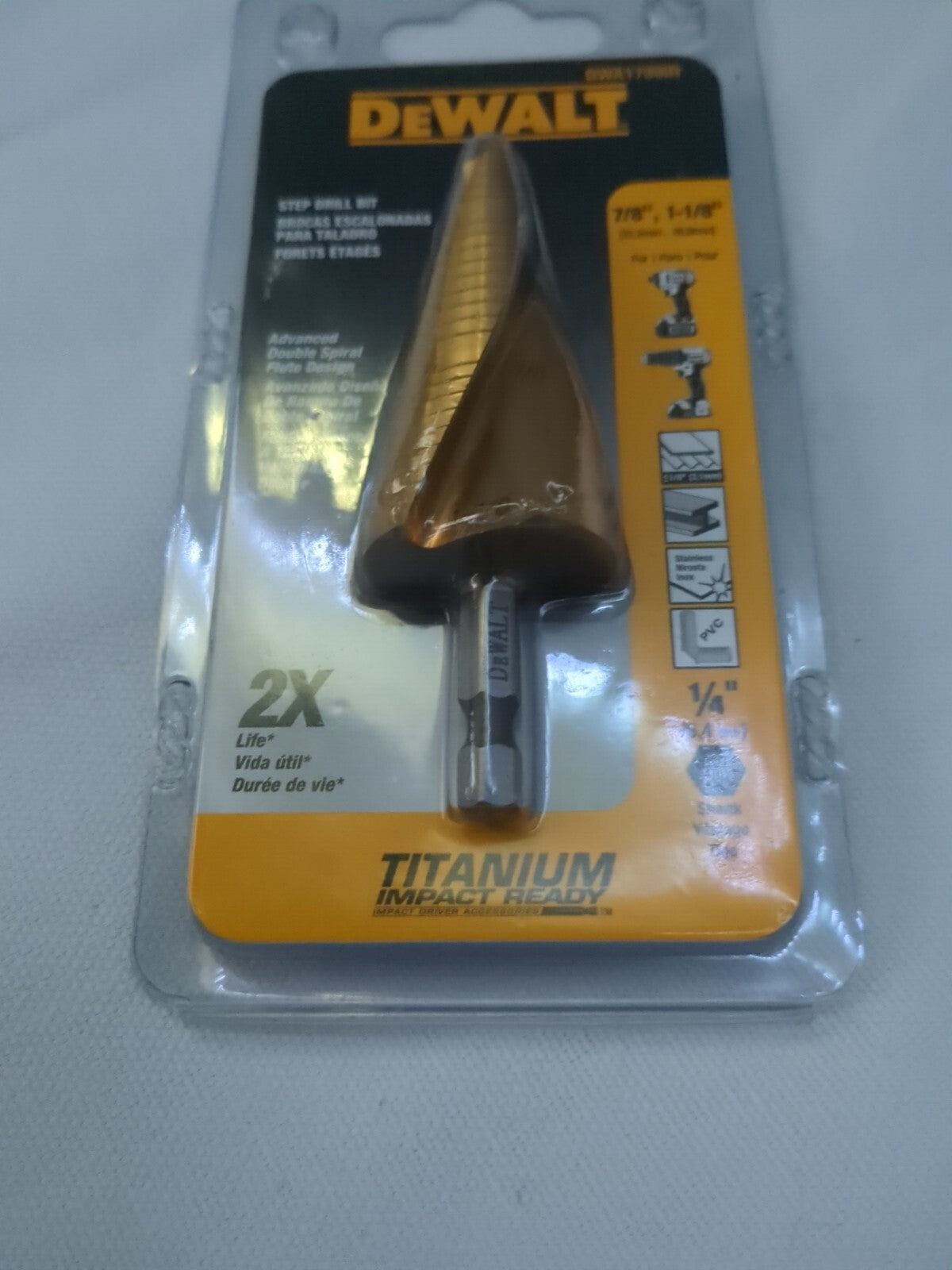 DEWALT Step Drill Bit: 1/4" Shank Dia DWA1789IR