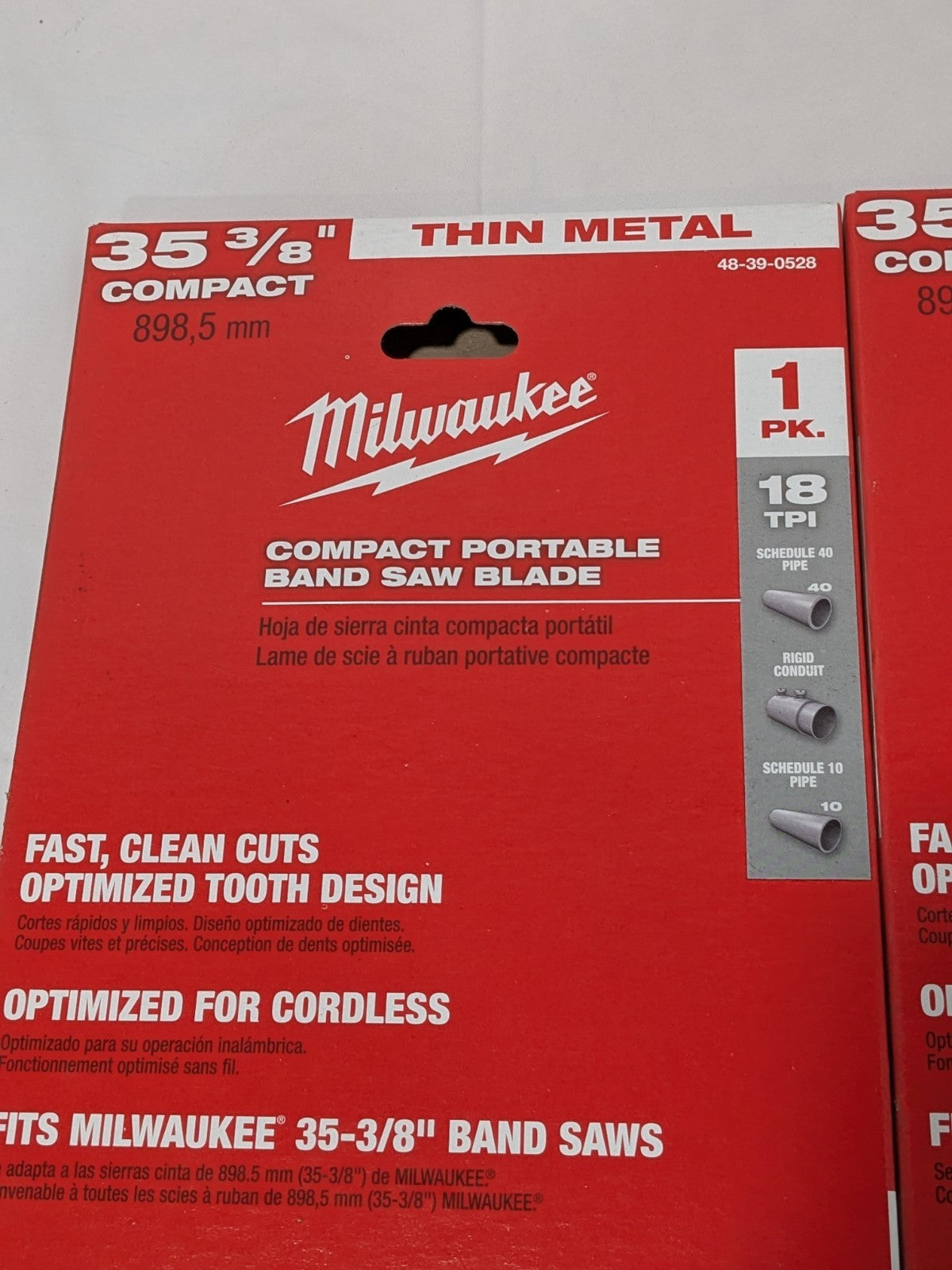 Milwaukee 18-TPI Compact Band Saw Blade 35-3/8" Thin Metal 4 Pack 48-39-052