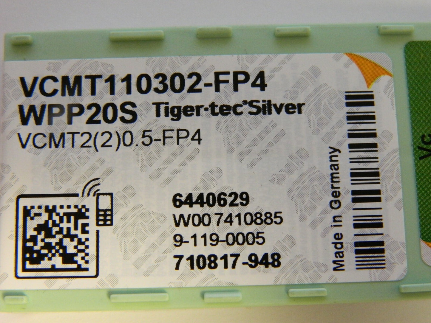 Walter VCMT220.5-FP4 WPP20S Carbide Turning Insert Qty 10