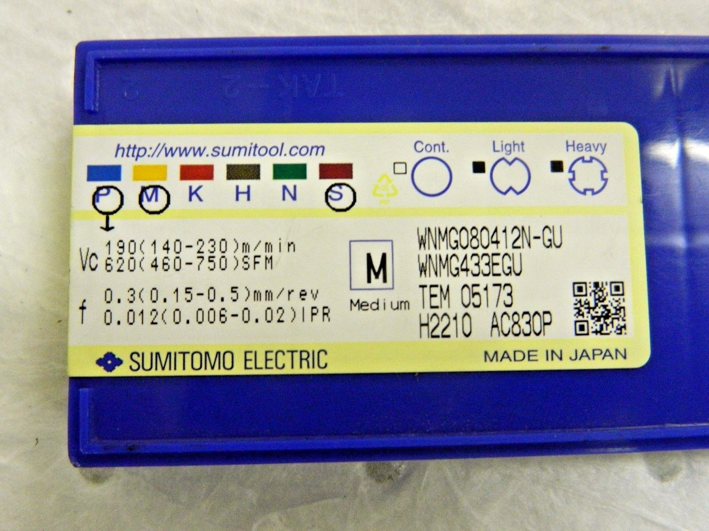 Sumitomo WNMG433 EGU Grade AC830P Carbide Turning Insert QTY 8 19RB338