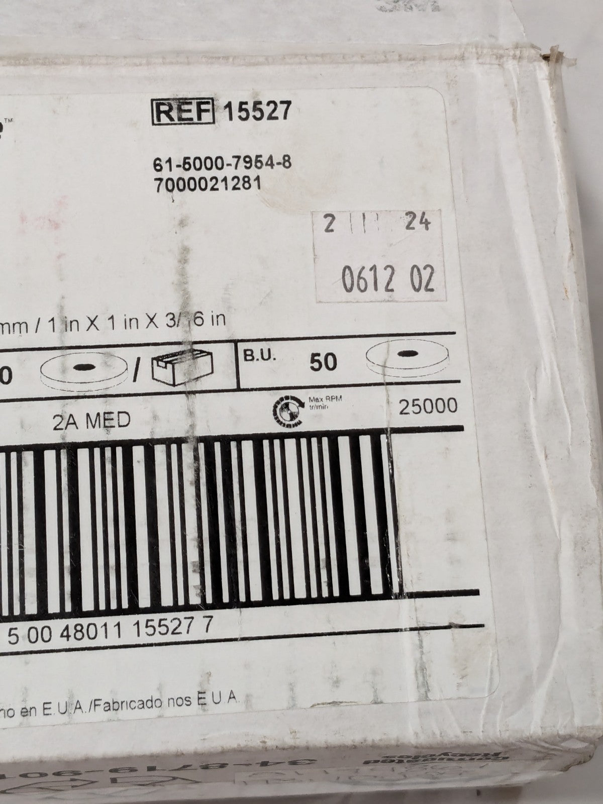 3M Scotch-Brite Deburring Wheel 1"x1"x3/16" 2A MED Qty 50 7000021281