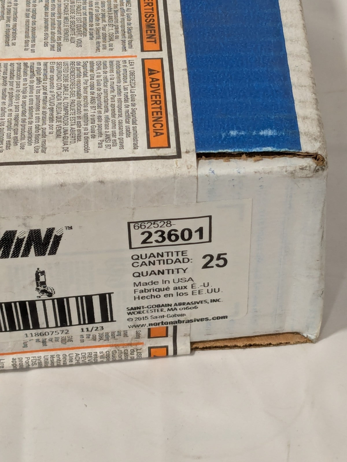 (25) Norton Cutoff Wheel: Type 1 , 6" Dia, 3/32" Thick, 7/8" Hole 66252823601