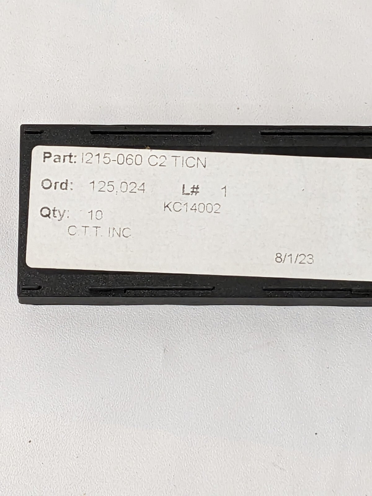 CTT Milling Insert: ANSI 1215-060, ISO 1215-060, C2 Qty 10 1215-060 TICN