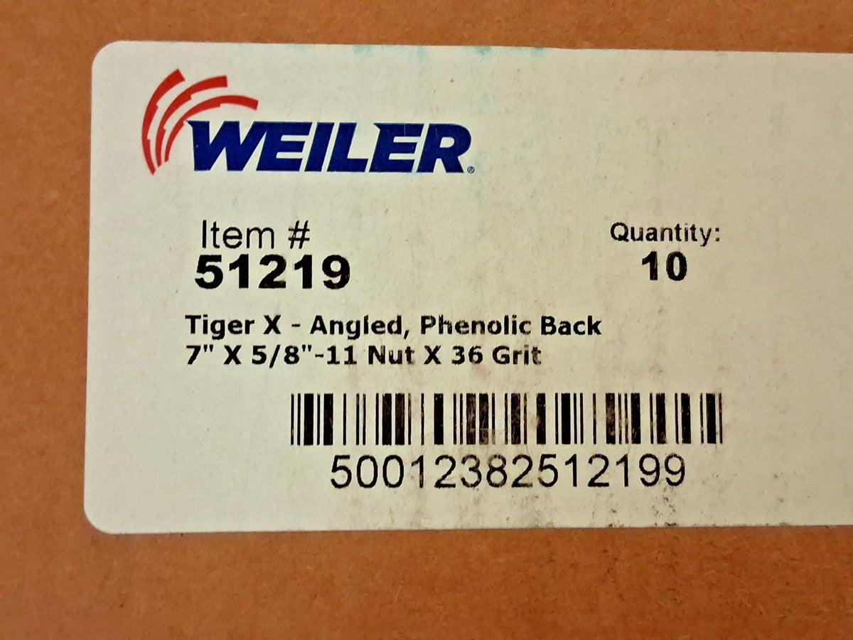 Weiler Flap Discs QTY10 7" Dia Ceramic Zirconia Alumina Blend 51219
