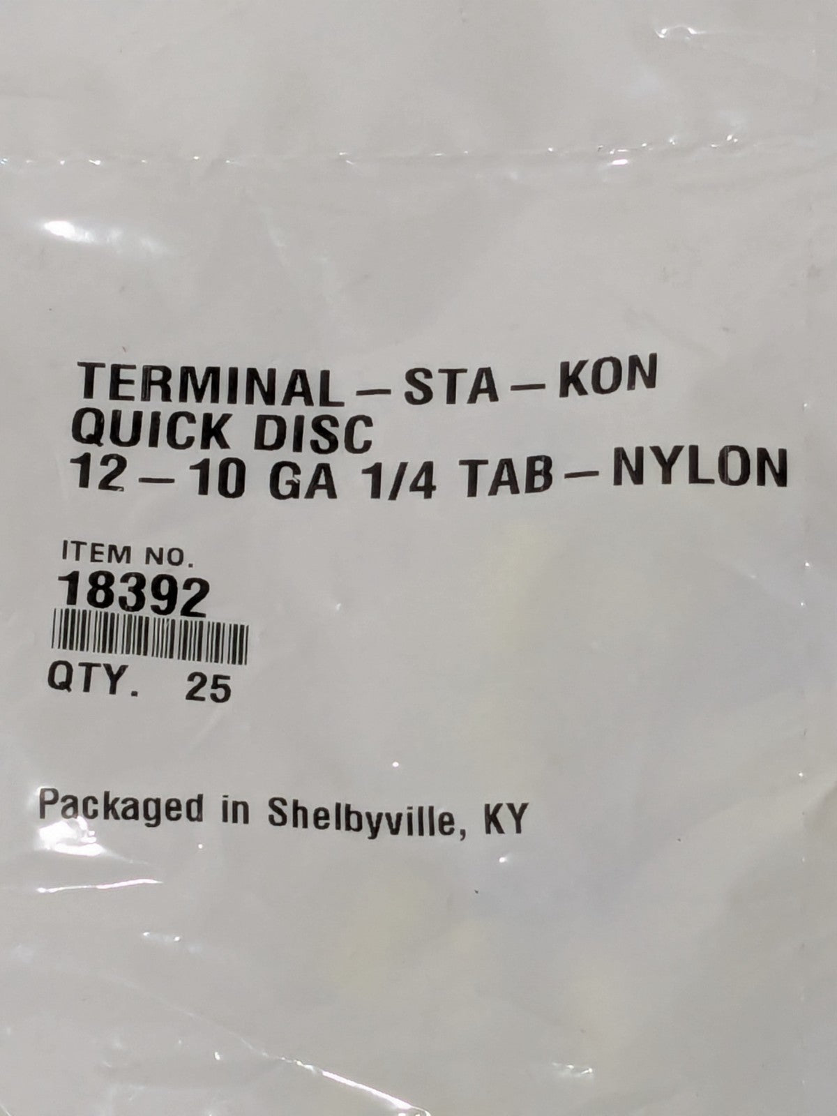 (25) Wire Disconnect: Female, Yellow, Nylon, 12-10 AWG, 1/4" Tab Width BD-18392