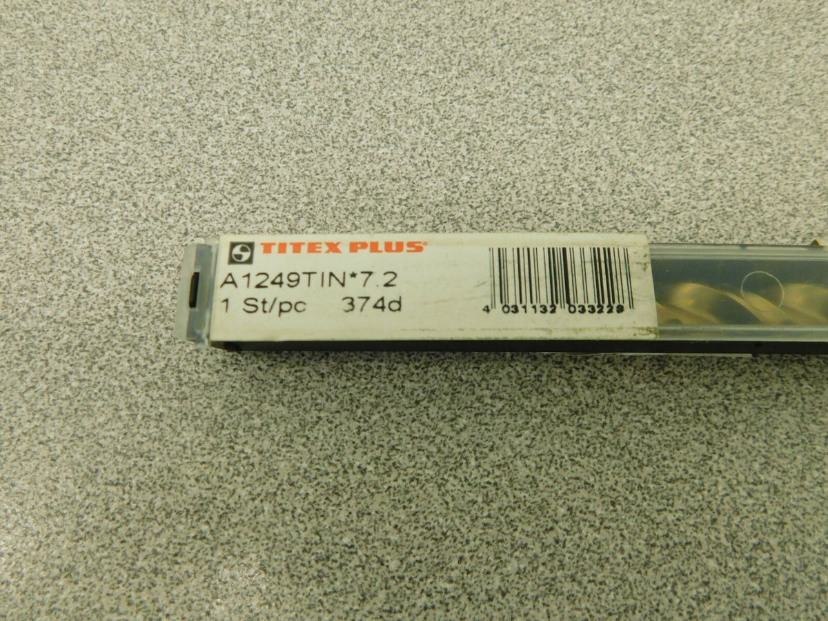 Titex Plus Jobber Drill 2Pk 7.2mm 130°Point TiN Finish Vanadium HSS A1249TIN-7.2