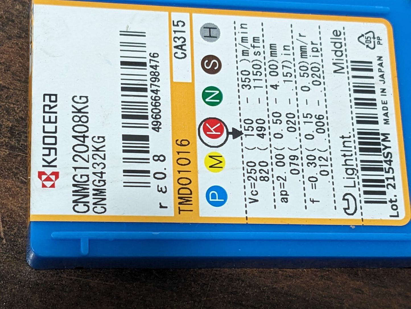 KYOCERA Turning Inserts 8ct CNMG432KG CA315 Solid Carbide 80°Diamond TMD01016