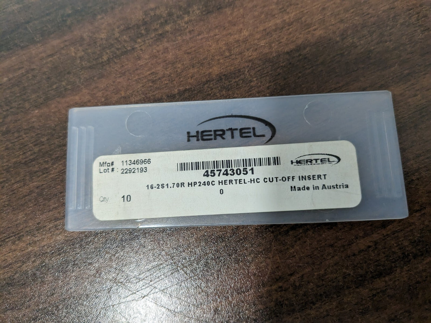 HERTEL 10ct 162S1.70R HP240C Carbide Cutoff Insert 45743051