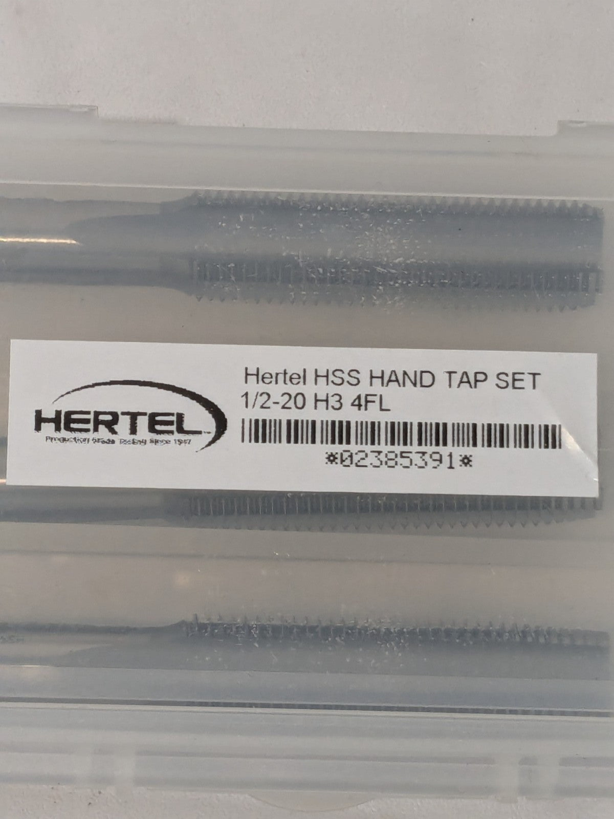 Hertel 3 Pc Tap Set: 1/2-20 UNF, 4 FL, High Speed Steel, Bright Finish 02385391