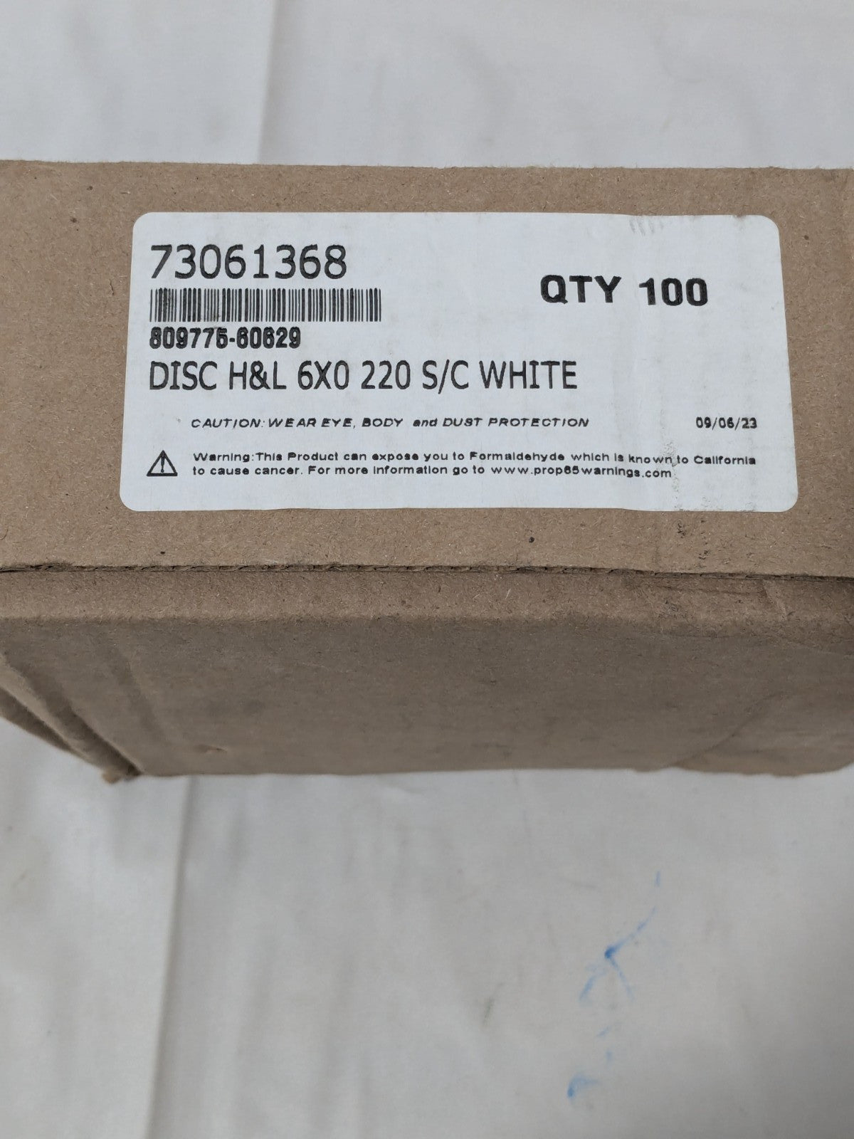 (100) Hook & Loop Disc: 6" Dia, 220 Grit, Coated, Silicon Carbide 809775-60629