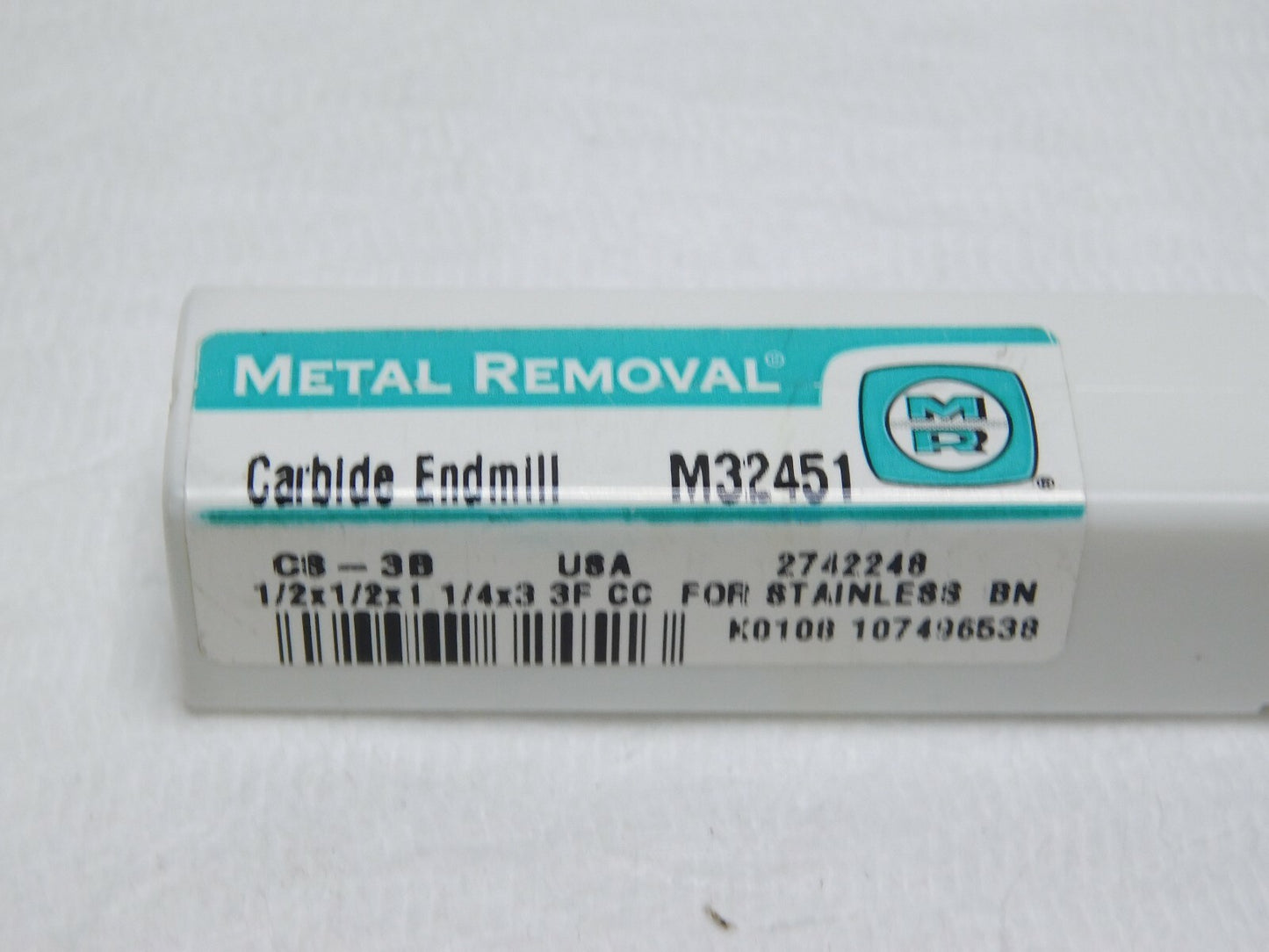 Metal Removal Carbide Ball End Mill /2" Dia x 1-1/4" LOC x 3" OAL