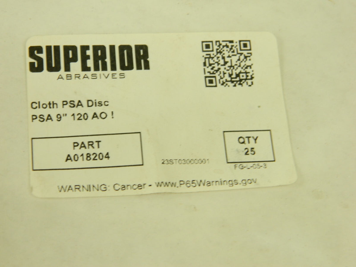 SUPERIOR ABRASIVES PSA Disc: 9" Disc Dia, 120 Grit, AO Qty 25 A018204