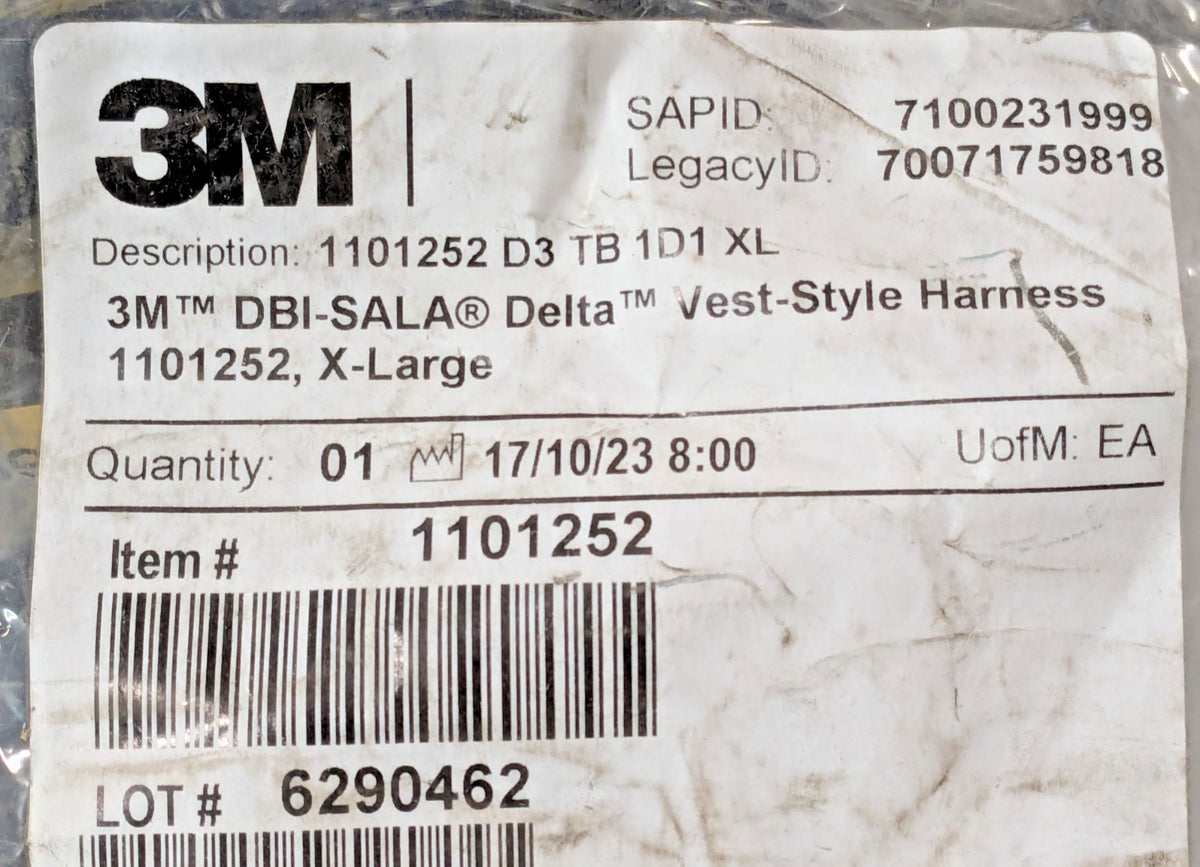3 DBI-SALA Delta Vest-Style Harness XL 1101252 7100231999