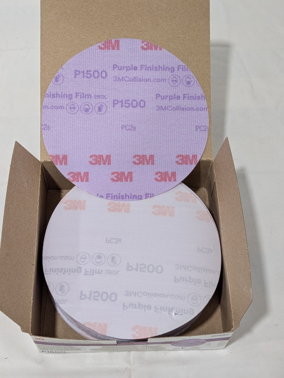 3M Hook & Loop Disc: 6" Dia, 1500 Grit, Coated, AO Box of 50 30667