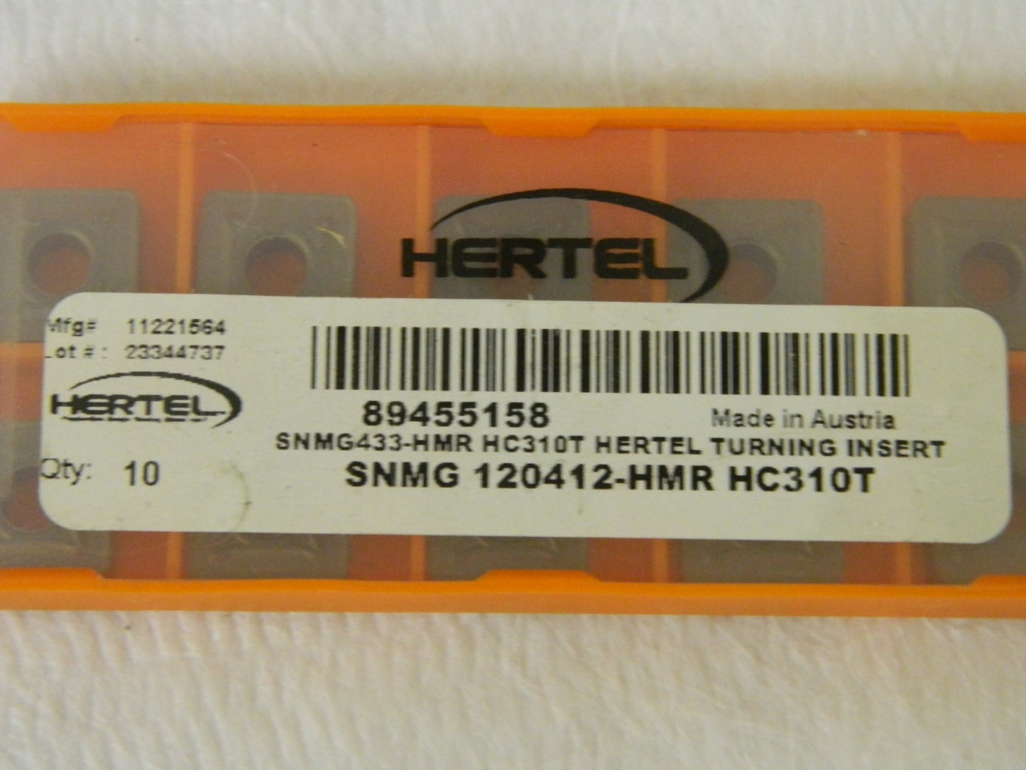 Hertel Carbide Turning Insert SNMG433 HMR HC310T QTY 10 89455158