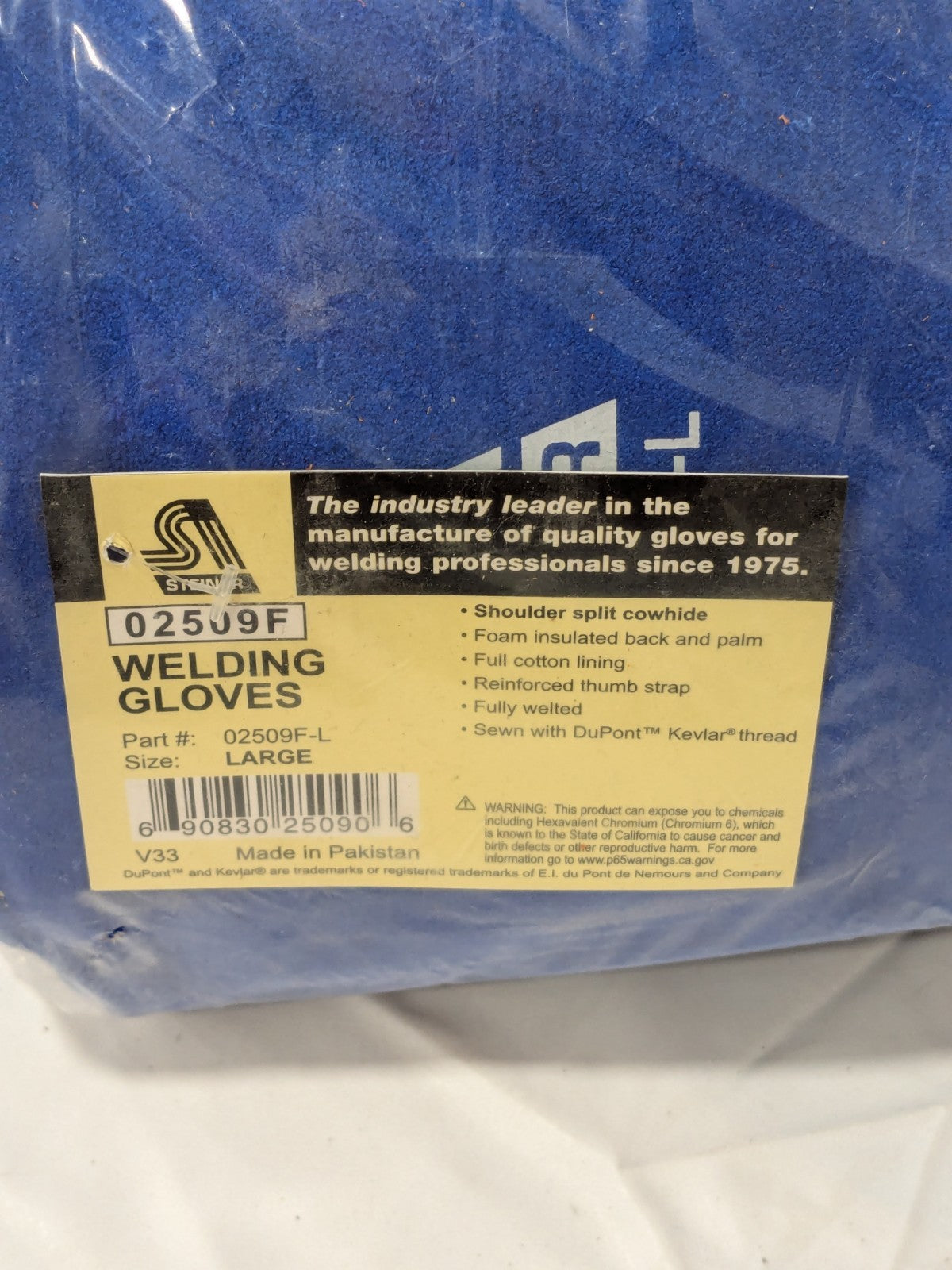 STEINER Welding Gloves: Steiner Sz L, Cowhide Leather Qty 6 02509F-L