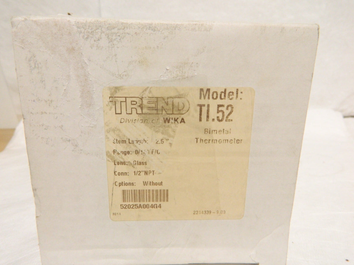 WIKA 2-1/2" Stem 0 to 140° F Bi-Metal Thermometer 52025A004G4