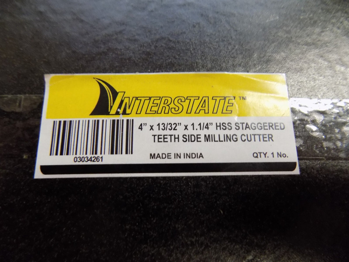 Interstate Staggered Teeth Side Milling Cutter 4" x 13/32" x 1-1/4&quo