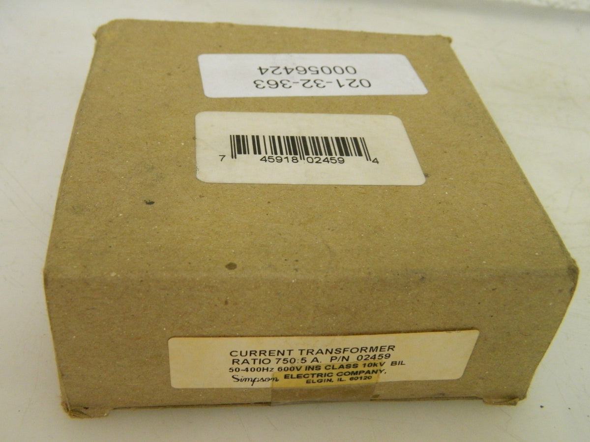 Simpson Pannel Current Transformer 2 VA Burden 750:5 A Ratio 50-400Hz 02459