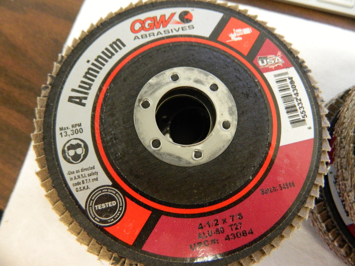 CGW ABRASIVES Flap Disc qty10 7/8 Hole, 60 Grit, Aluminum Oxide, Type 27 43084