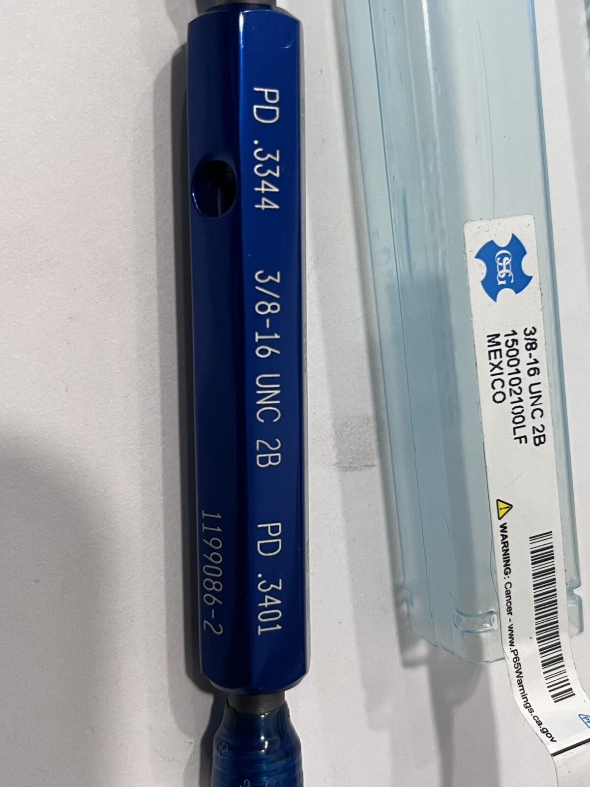 OSG Plug Thread Gage: 3/8-16 Thread 2B Class, Double End Go & No Go