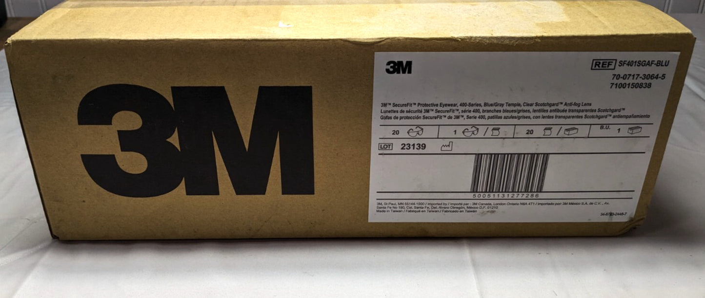 3M SecureFit Safety Glasses *Box of 20* Anti-Fog & Scratch-Resistant 7100150838