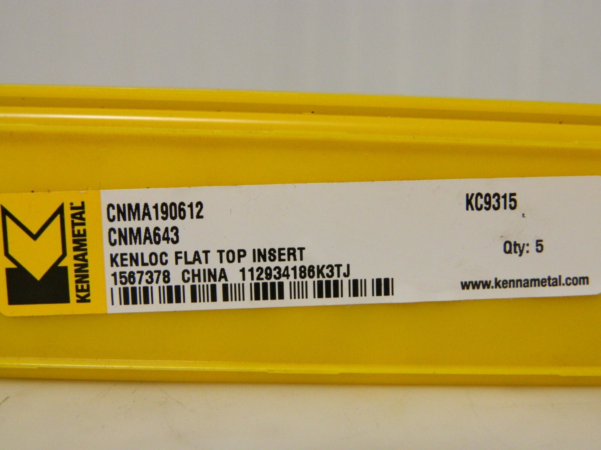 Kennametal Carbide Turning Insert CNMA643 KC9315 Grade Qty 5 1567378