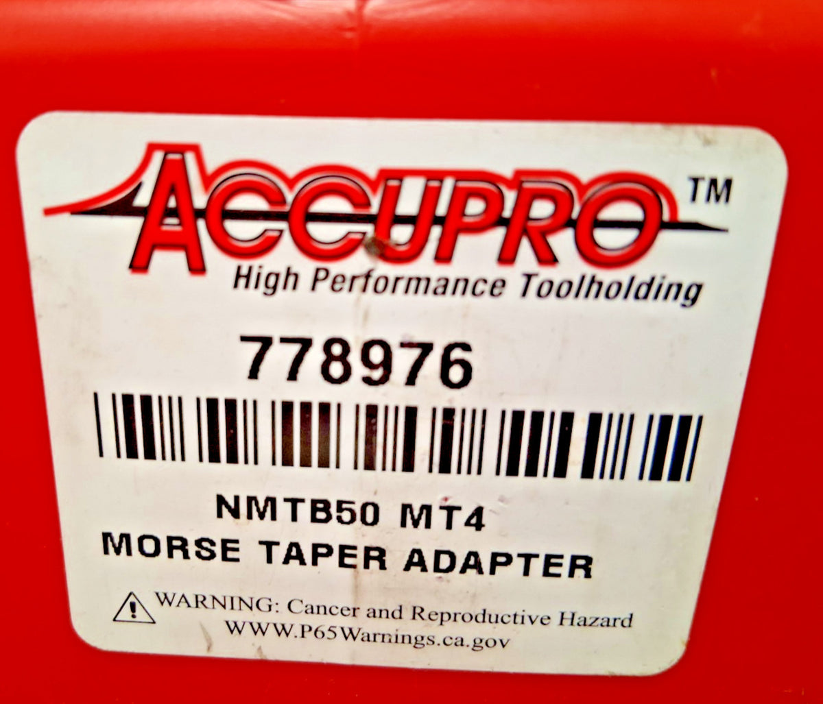 Accupro Morse Taper Adapter 4MT Inside Taper NMTB50 Outside Taper 778976