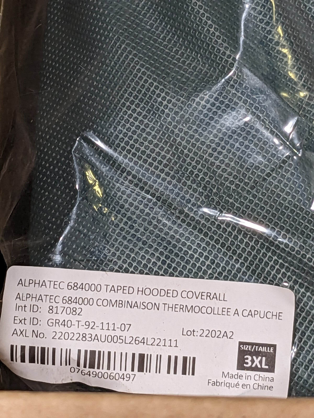 Ansell Microchem Chemical Sz 3XL Qty 4 GR40-T92-111-07 NO MASK