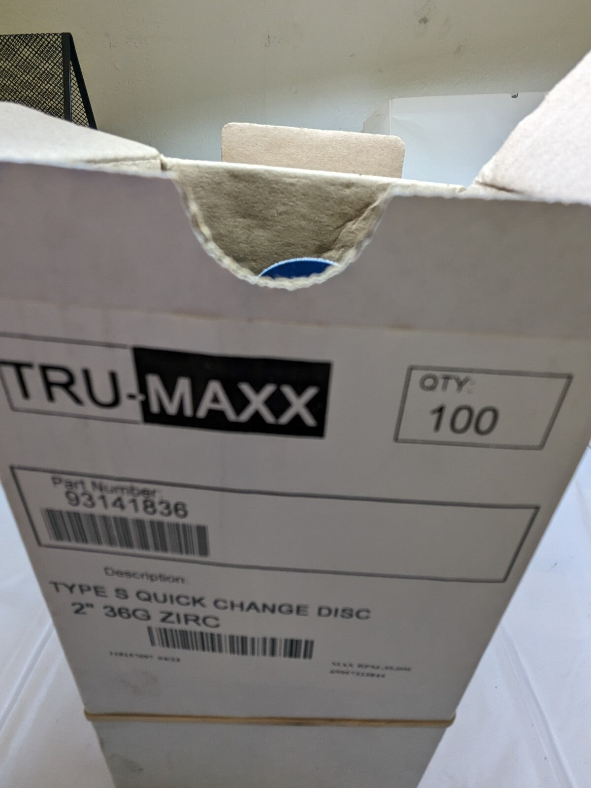 TRU-MAXX Quick-Change Disc: TS, 2" Dia, 36 Grit Qty 100 93141836