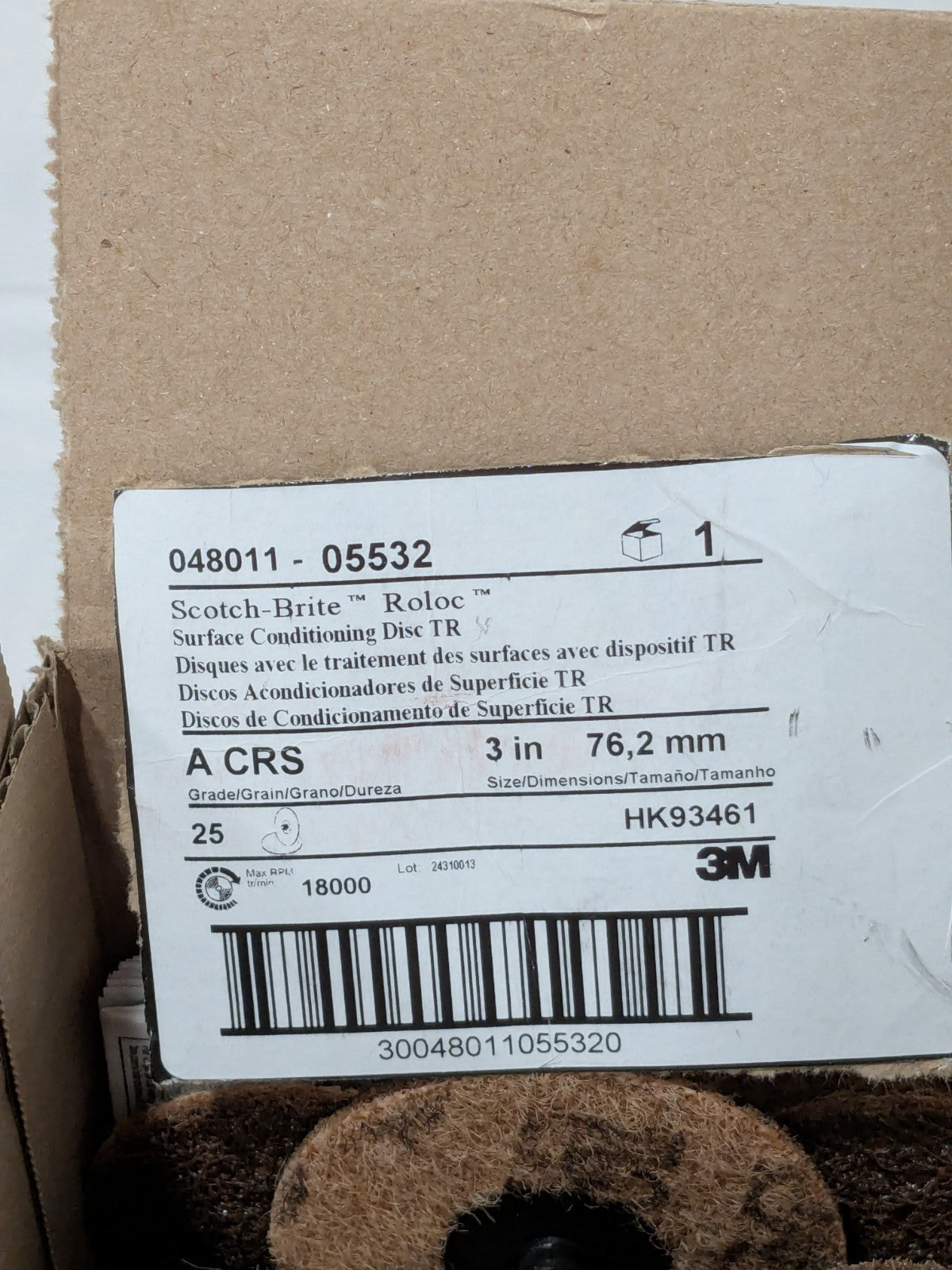 3M Quick-Change Disc Roloc TR 3" Dia Alum. Oxide Non-Woven Qty 25 048011-05532