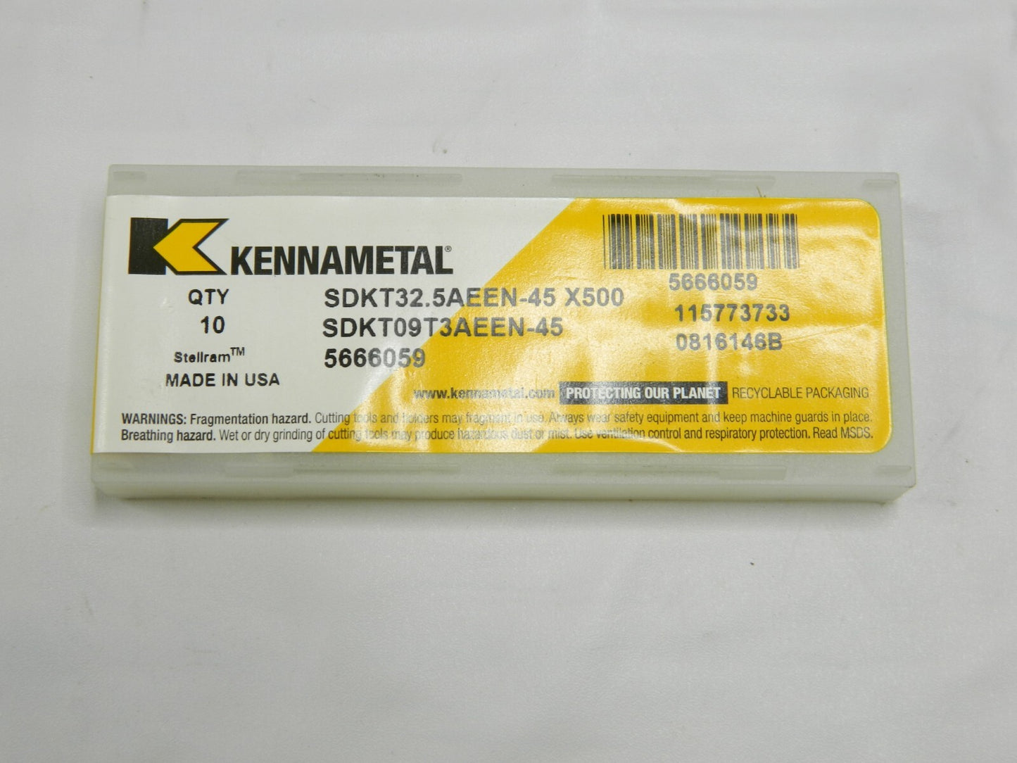 KENNAMETAL SDKT32.5AEEN 45 X500 Carbide Milling Insert Qty 4 5666059