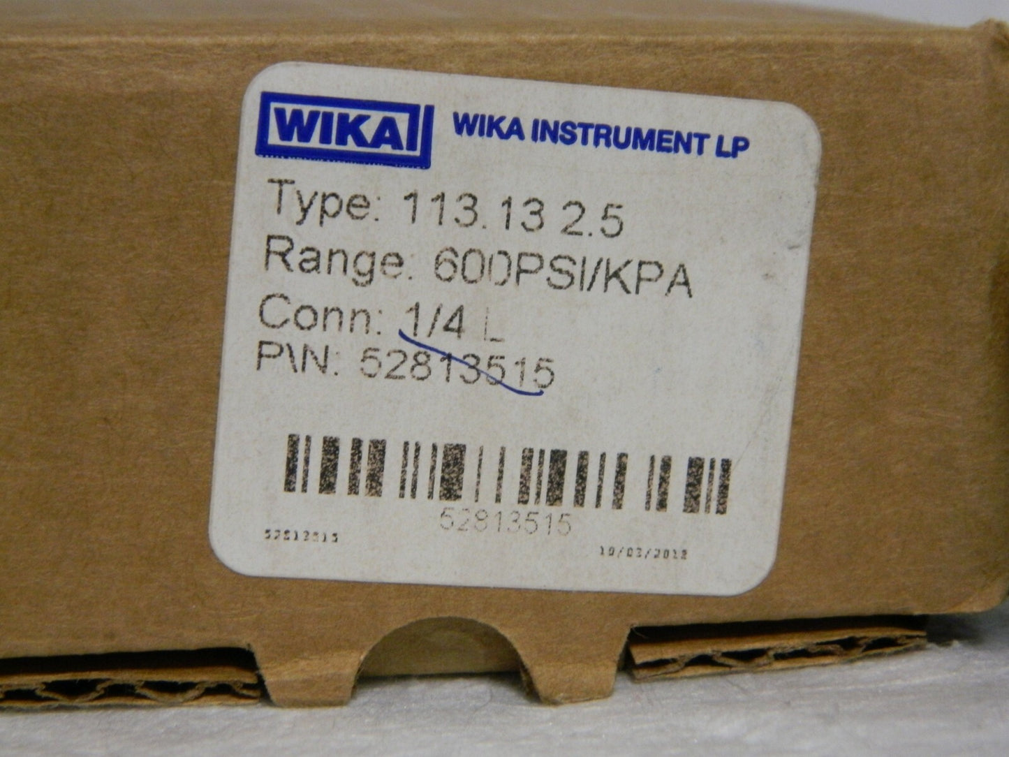 Wika Pressure Gauge 2-1/2" Dial 1/4 Thread 0-600 Scale Range 9833523