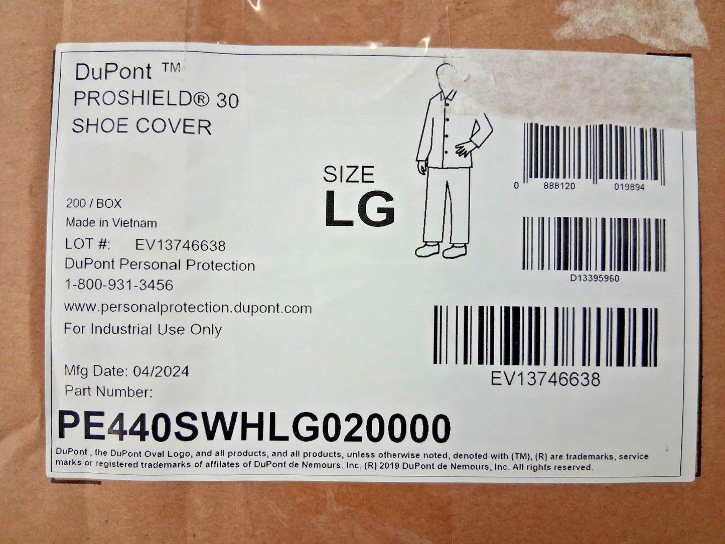 Dupont Polypropylene Shoe Covers Non Chemical-Resistant PE440SWHLG020000