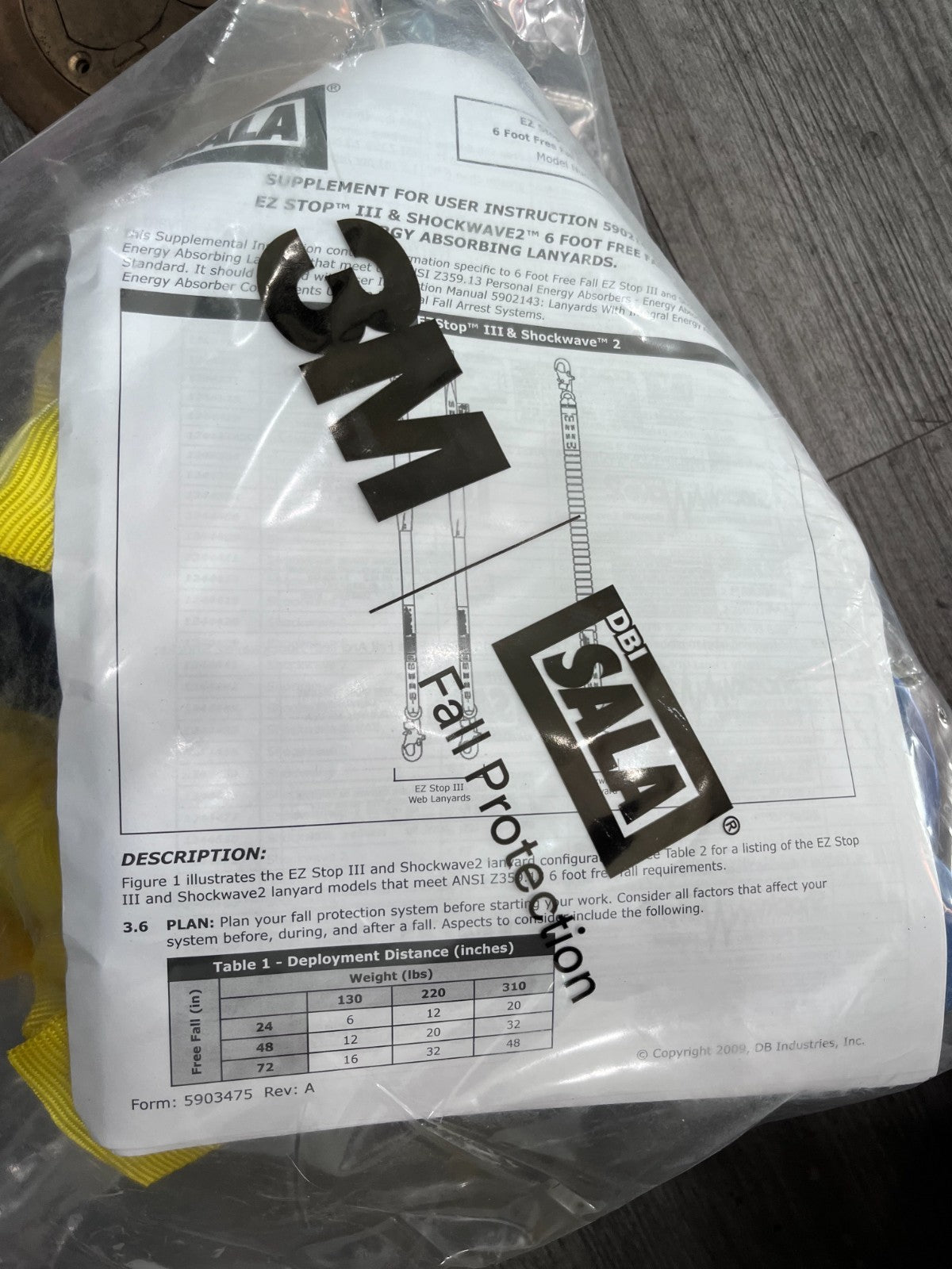 DBI-SALA 6' Long, 2 Leg Locking Snap Hook Harness Shock Absorbing Lanyard