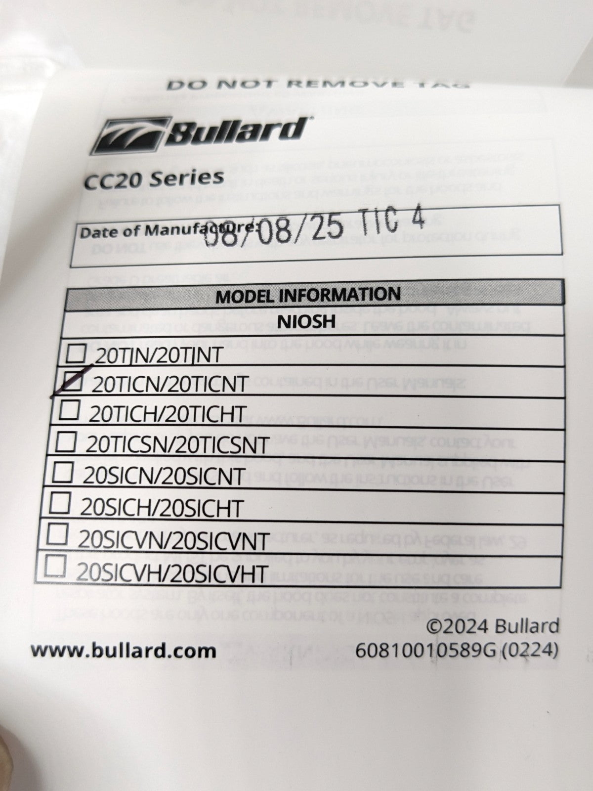 Bullard QC Double Bib Hood W/Inner Bib CC20 Series 20TICN