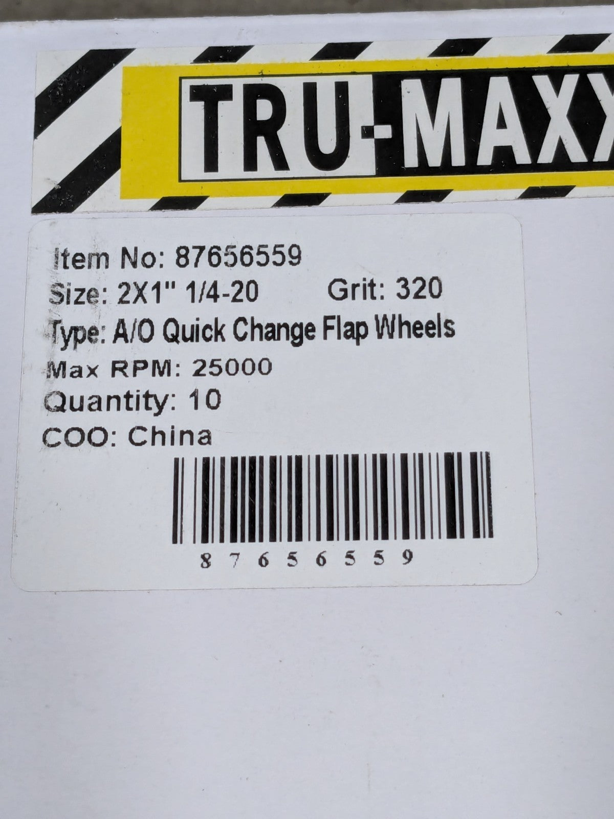 Tru-Maxx Mounted Flap Wheel: 2" Dia, 1" Face Width, 320 Grit, AO Qty 1