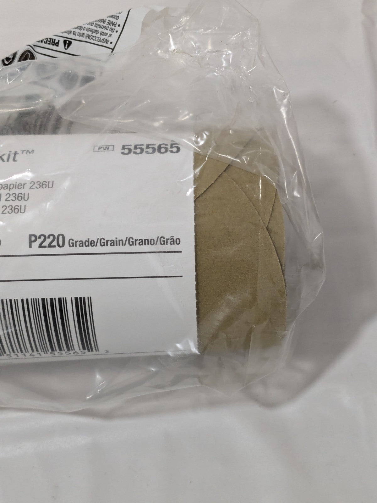 3M 6" Dia PSA Disc Roll: 220 Grit, Aluminum Oxide Roll of 100 7000119556
