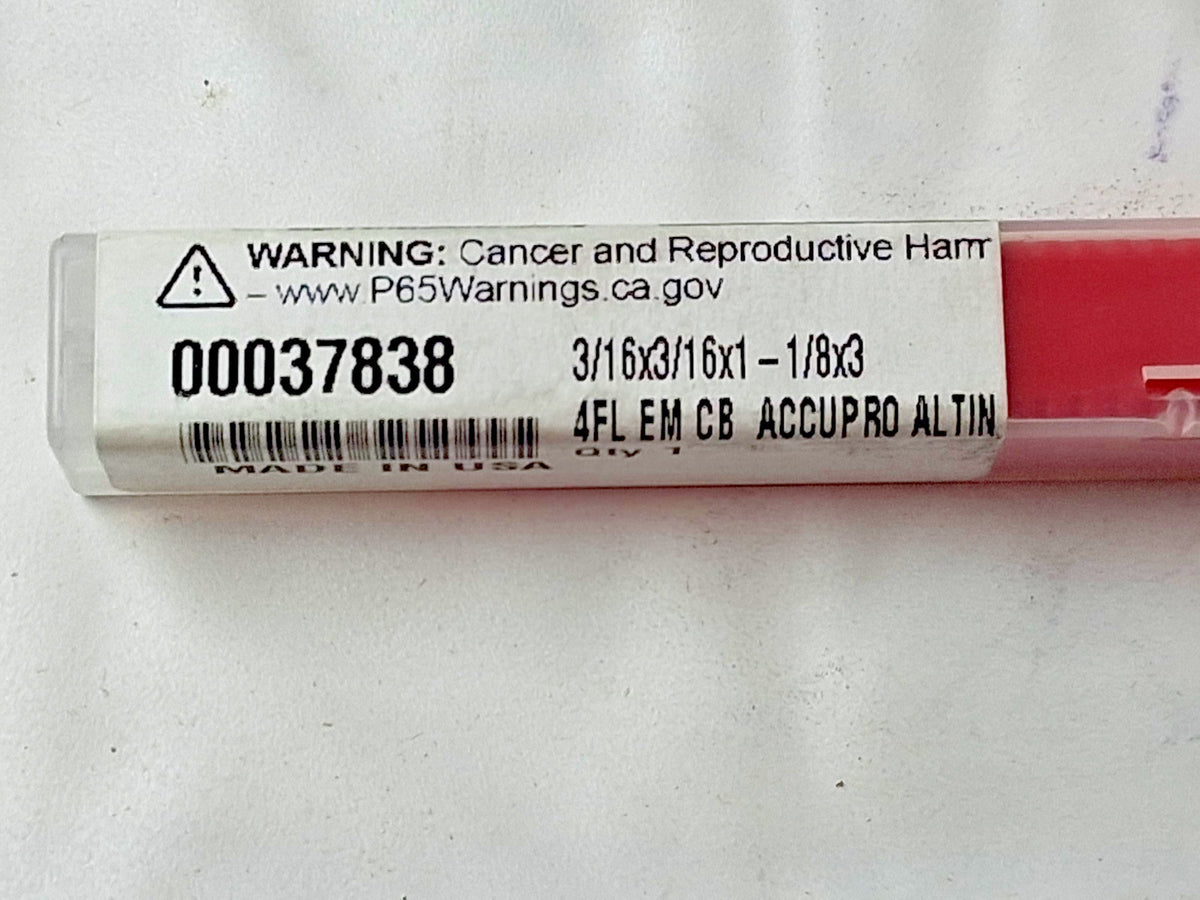 Accupro Carbide Chipbreaker Roughing & Finishing End Mill 3/16" Dia 4FL 00037838