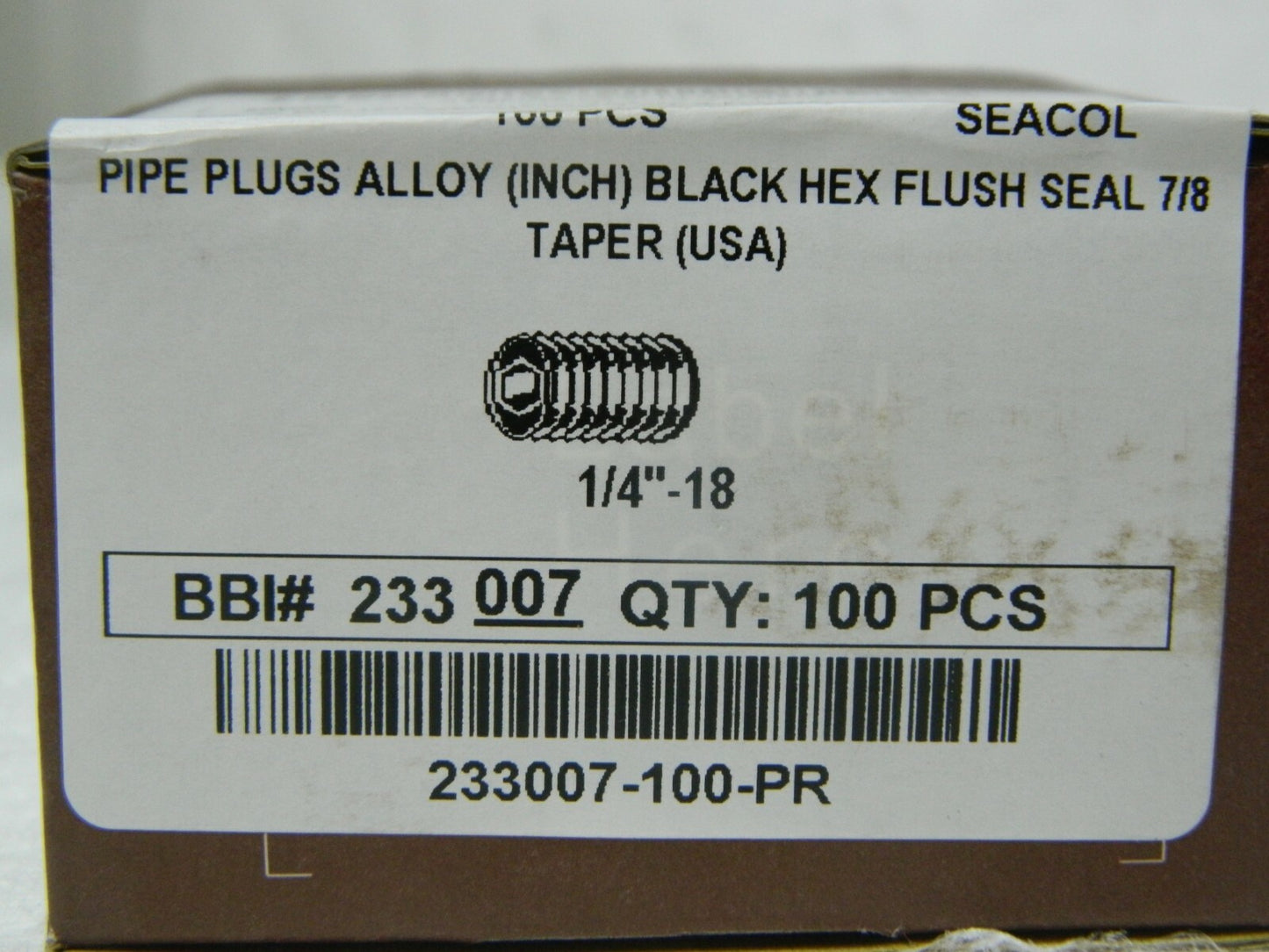 Brighton Alloy Steel Socket Pressure Plug 1/4-18 13/32" OAL Qty 100 233007-100