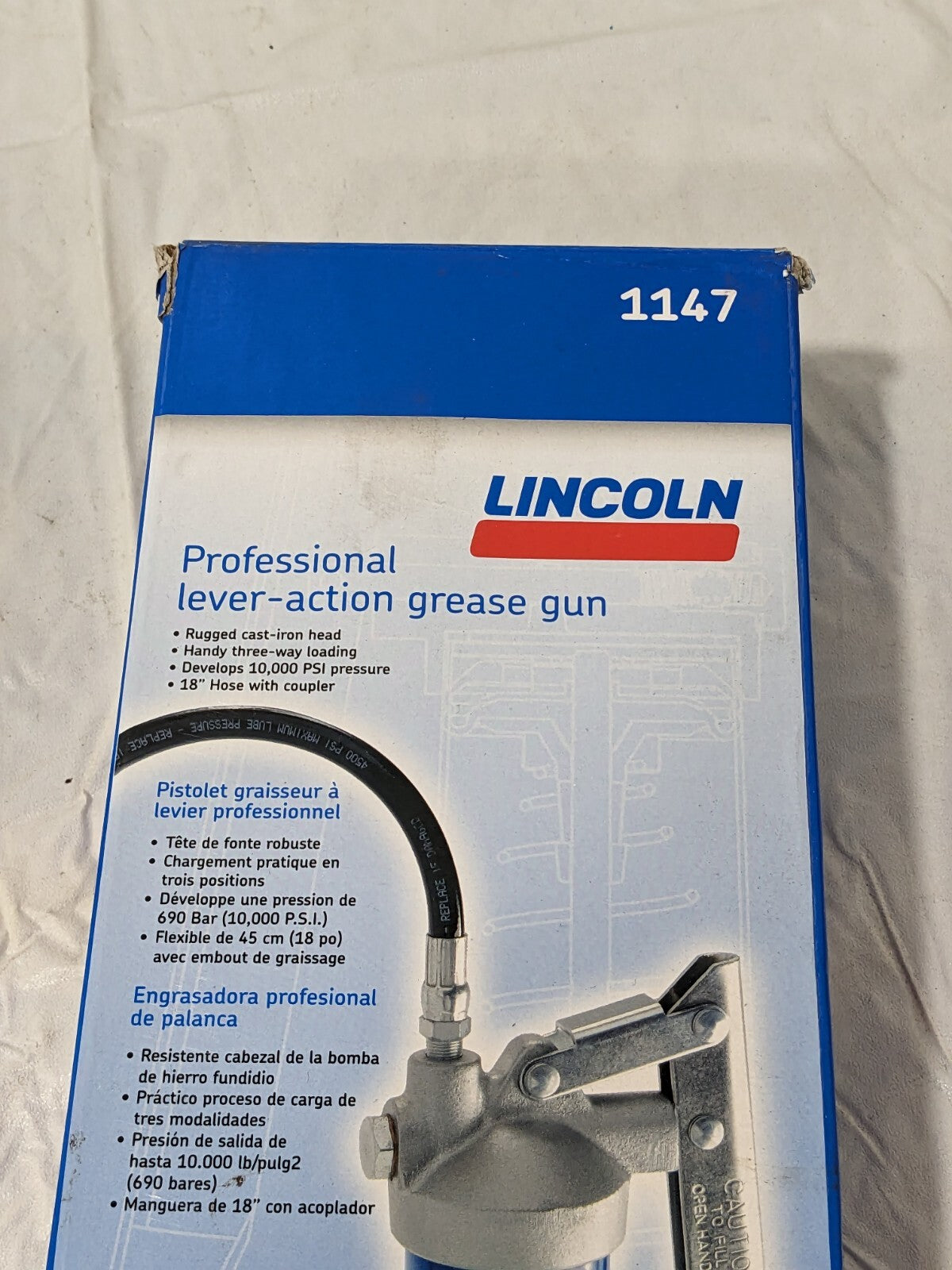 LINCOLN Manual Grease Gun: 4,500 psi, 16 oz Cartridge 1147