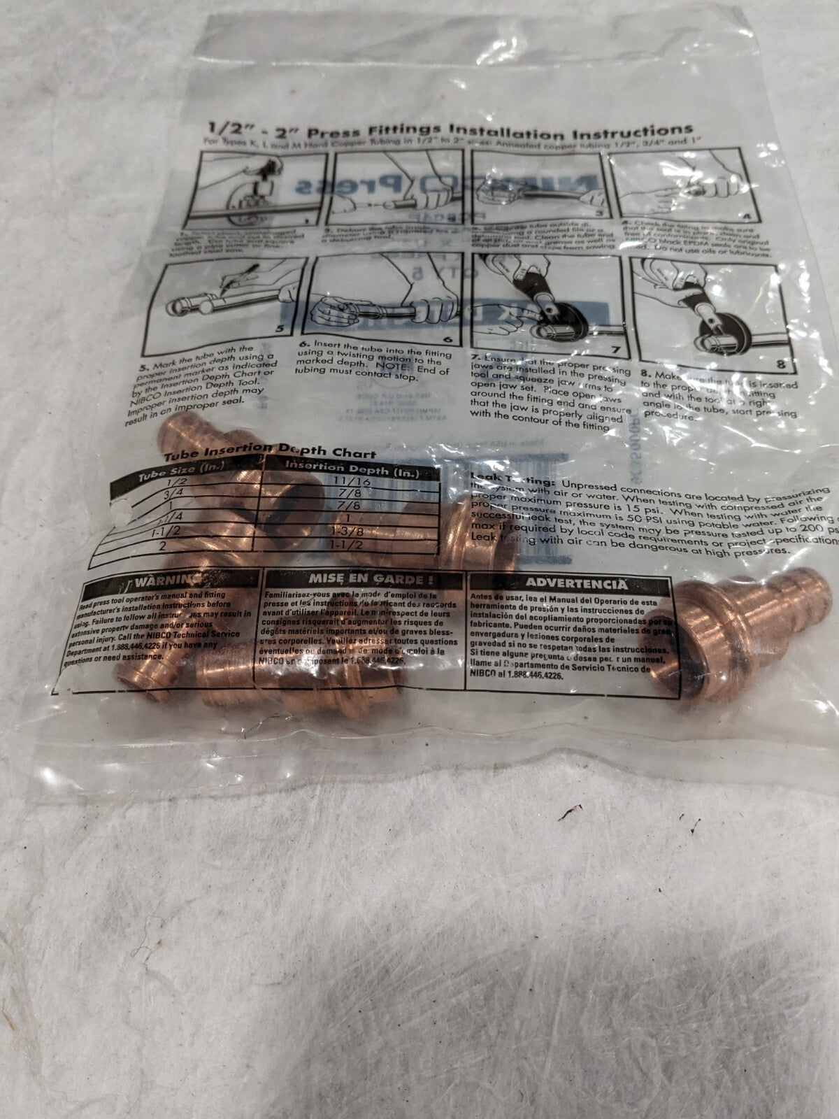 Nibco 1/2" PEX x 1/2" Press Copper Fittings Qty 5 PC604P