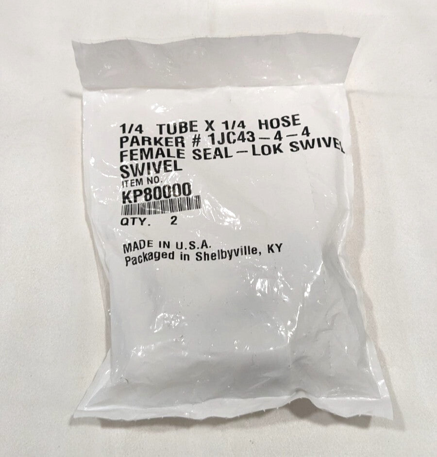 PARKER Female Seal-Lok Swivel Fitting 1/4 Tube x 1/4 Hose *2 PACK* 1JC43-4-4