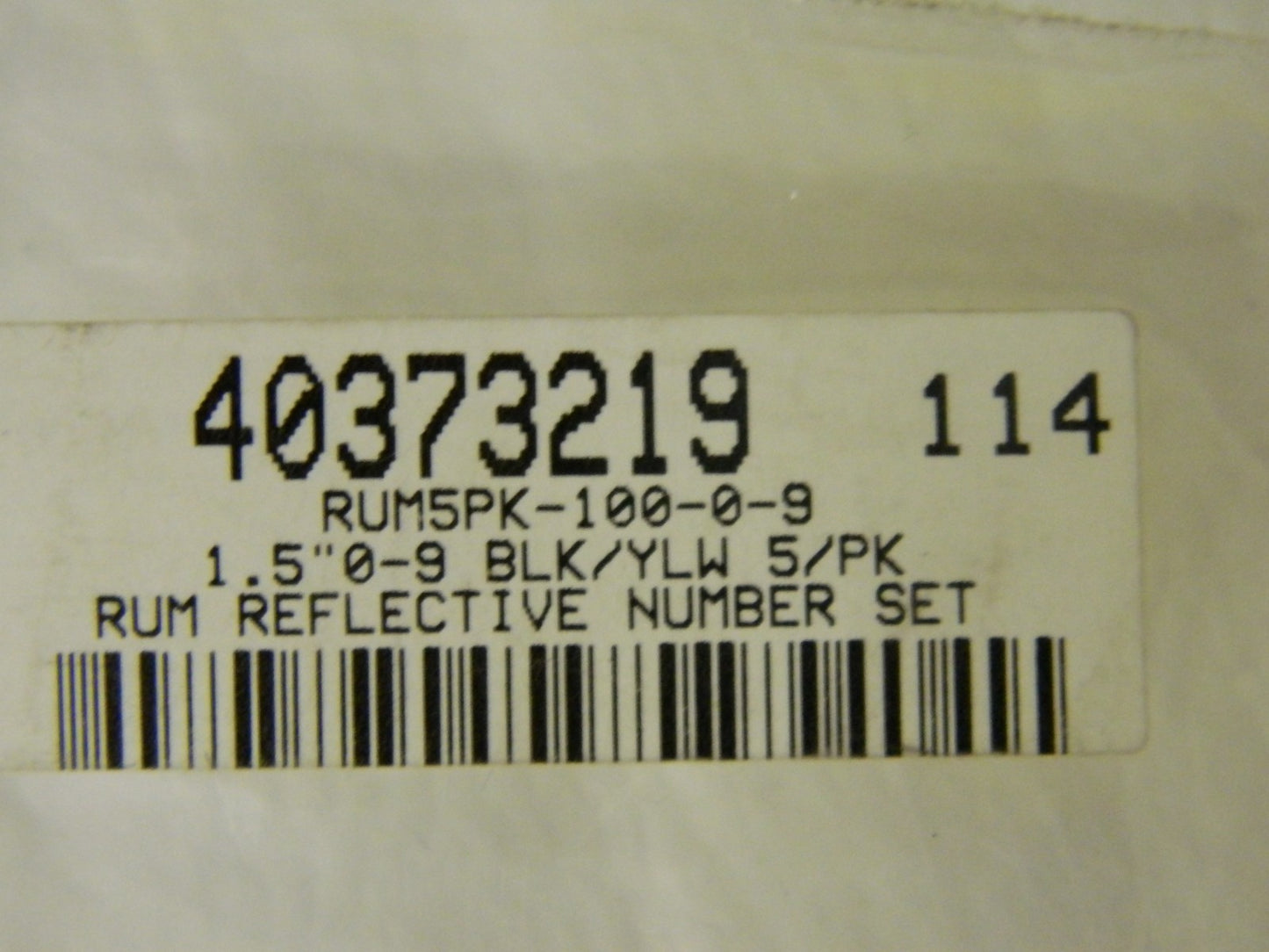 Professional Reflective Markers Numbers 1-9 Set 1-Pack of 5 Each RUM5PK-100-0-9
