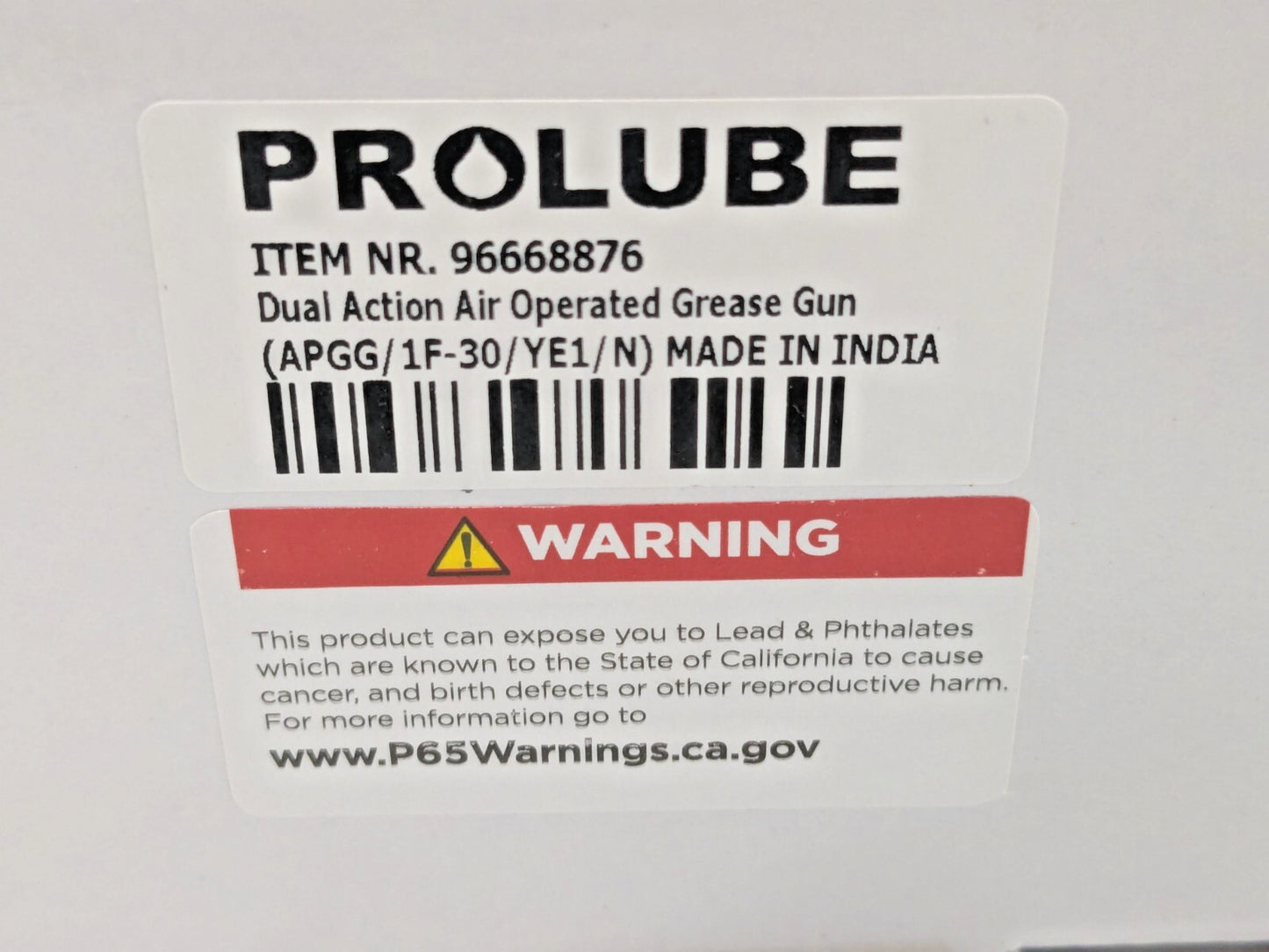PRO-LUBE Dual Action Air Operated Grease Gun APGG/1F-30/YE1/N